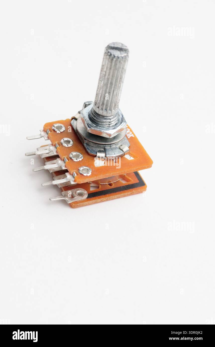 Variable resistor, potentiometer on isolated white background Stock Photo