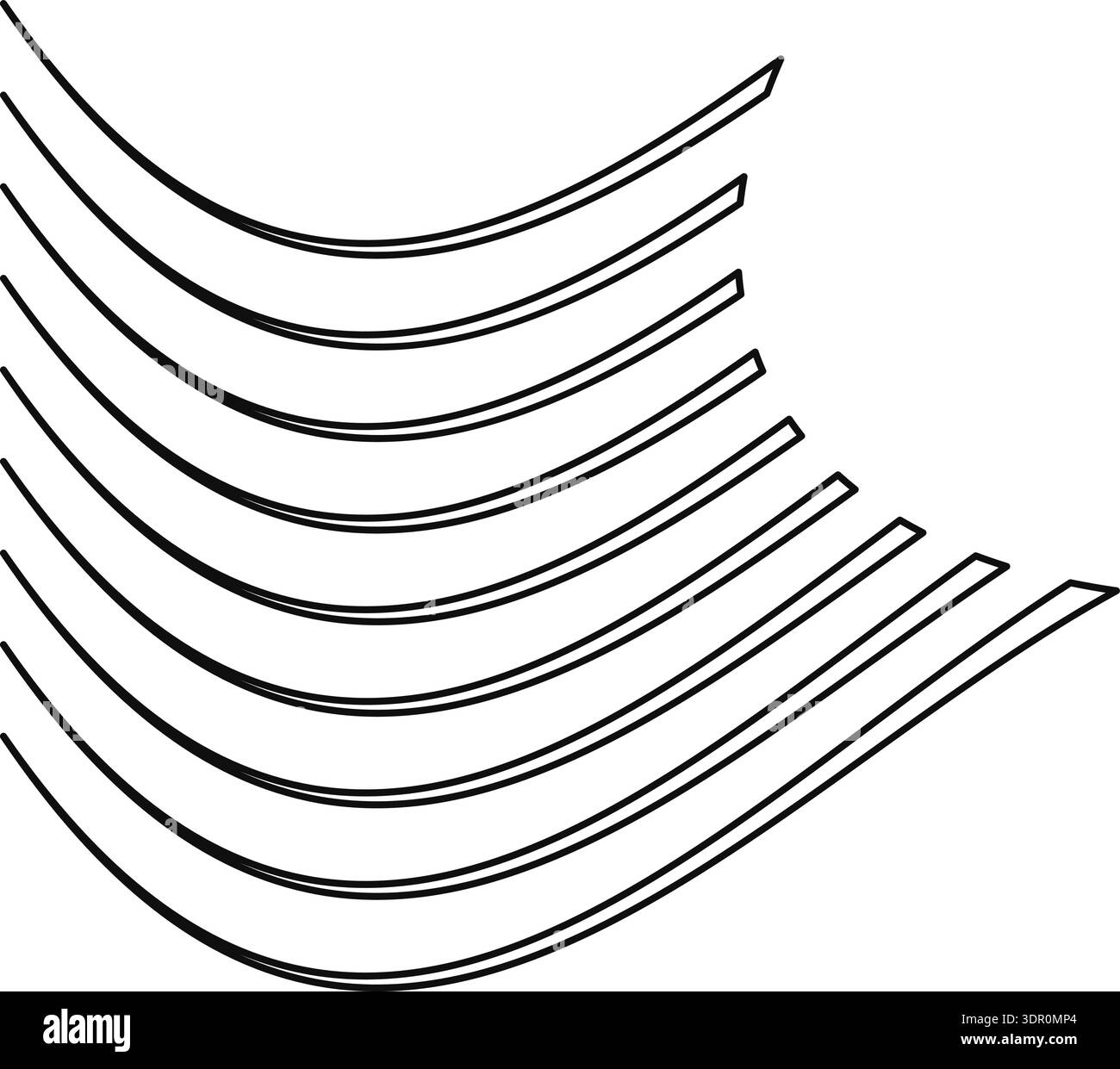 Irregular curved parallel lines form a dynamic and asymmetrical geometric structure. Stock Vector