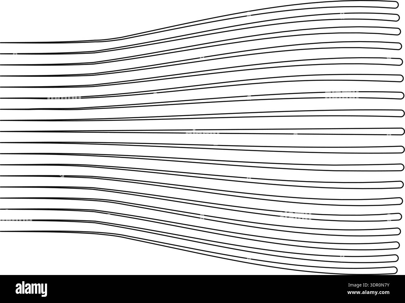 Parallel lines end with inflated shapes, creating a dynamic geometric ...