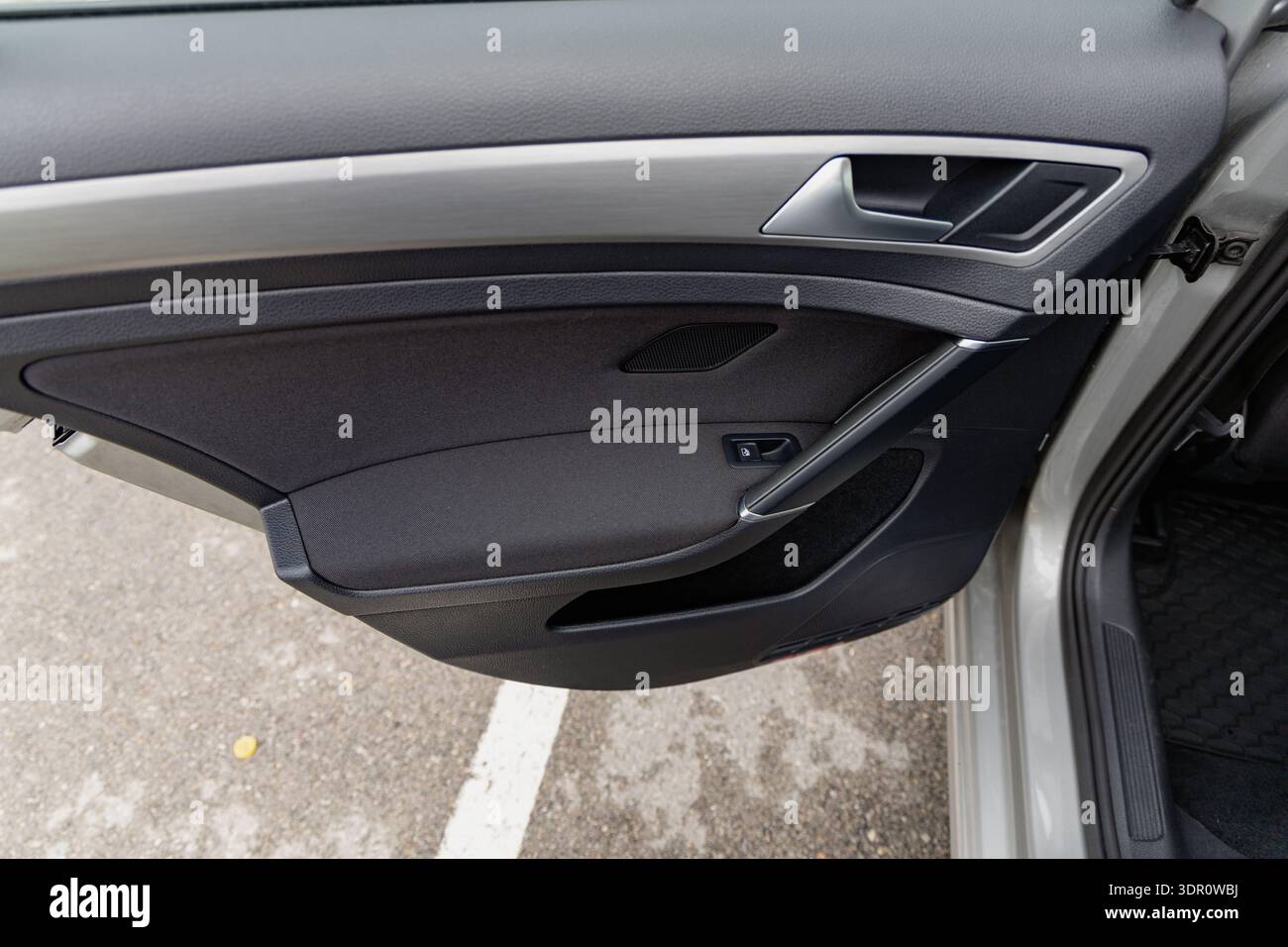 Modern Black Car Interior Door Panel Detail Stock Photo