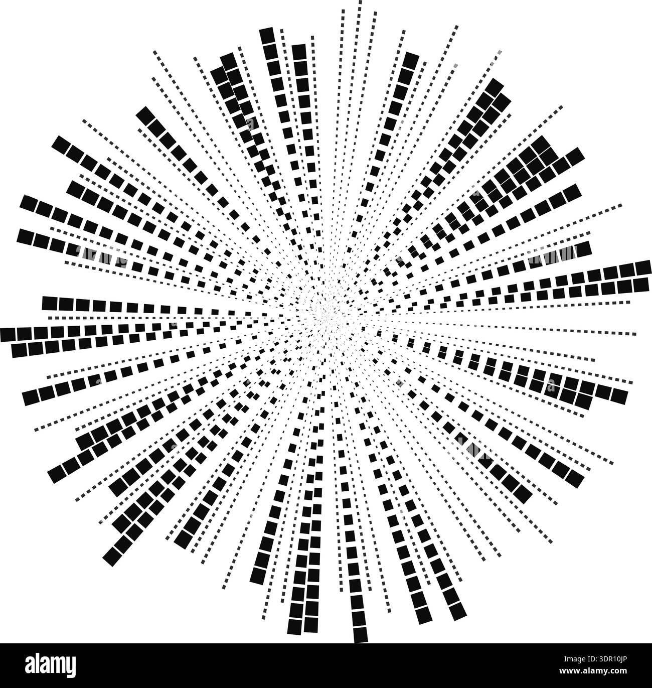 Long irregular square rays spread from an empty center to form a full circular layout. Stock Vector