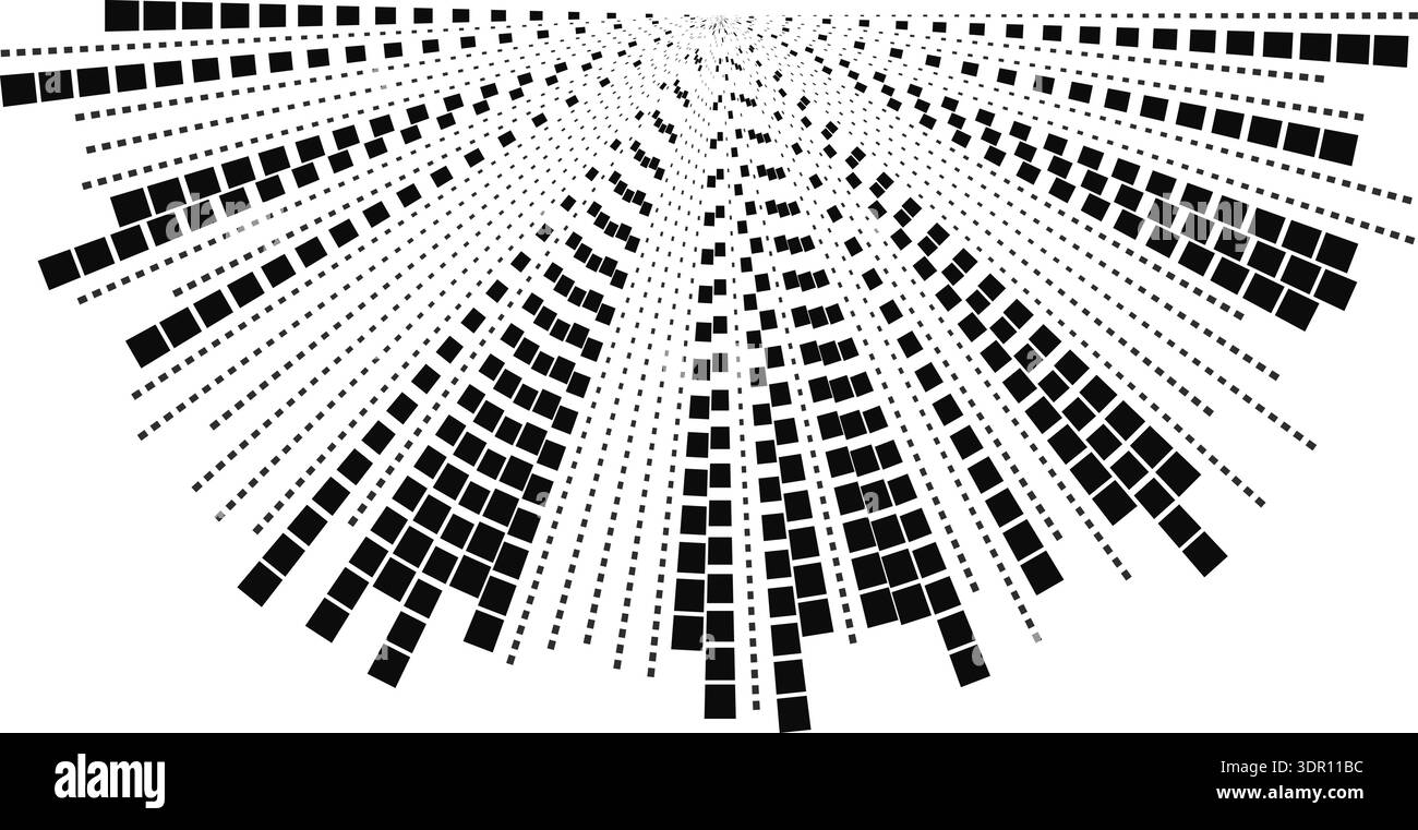 Long square rays form a semi-circular structure with irregular distribution and radial alignment. Stock Vector