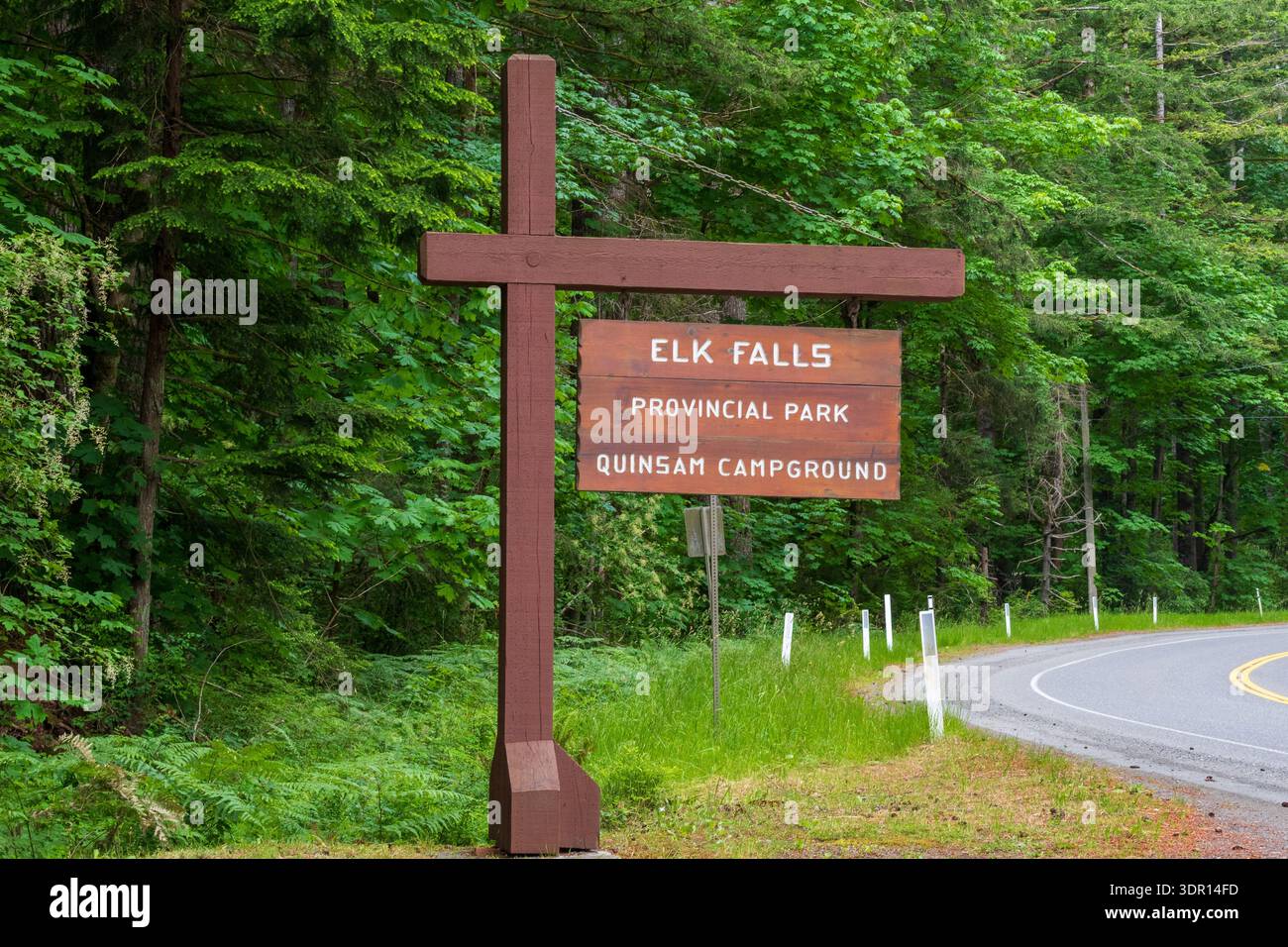 Campbell River, BC Canada - 24 JUN 2024: Entrance sign for the Quinsam ...