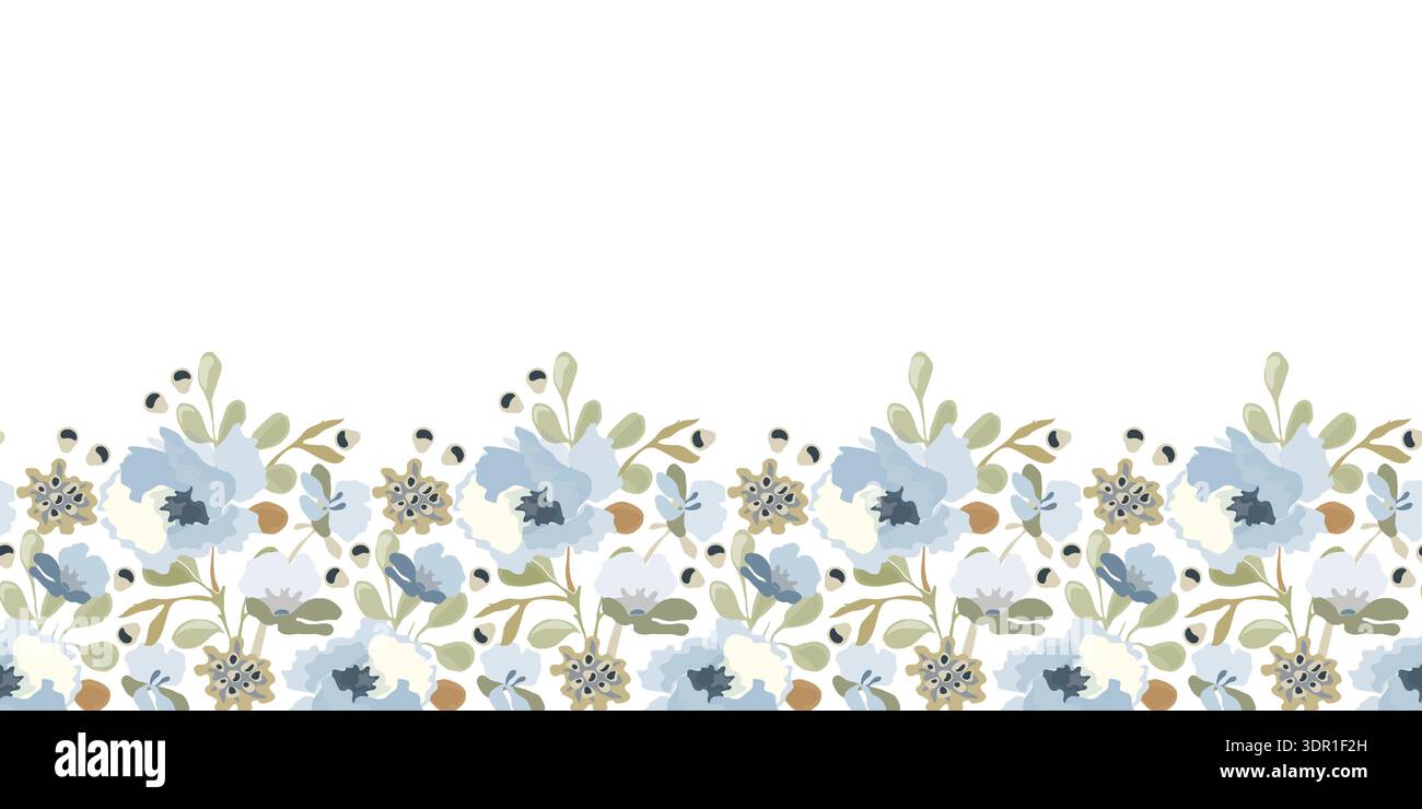Vector floral seamless pattern, border Stock Vector