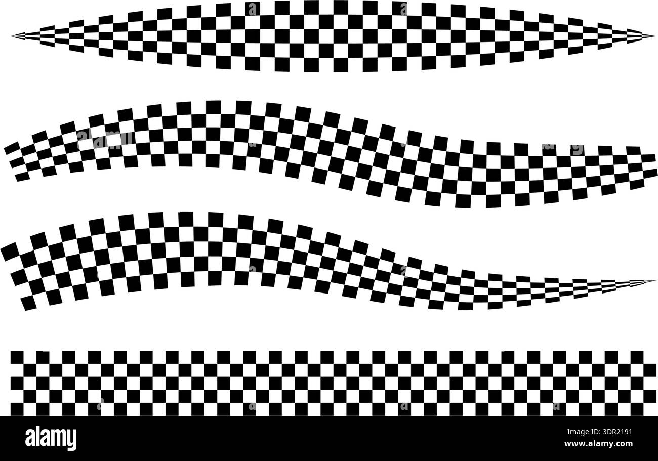 Race flag lines. Black and white checker finish ribbon. Car race grid ...