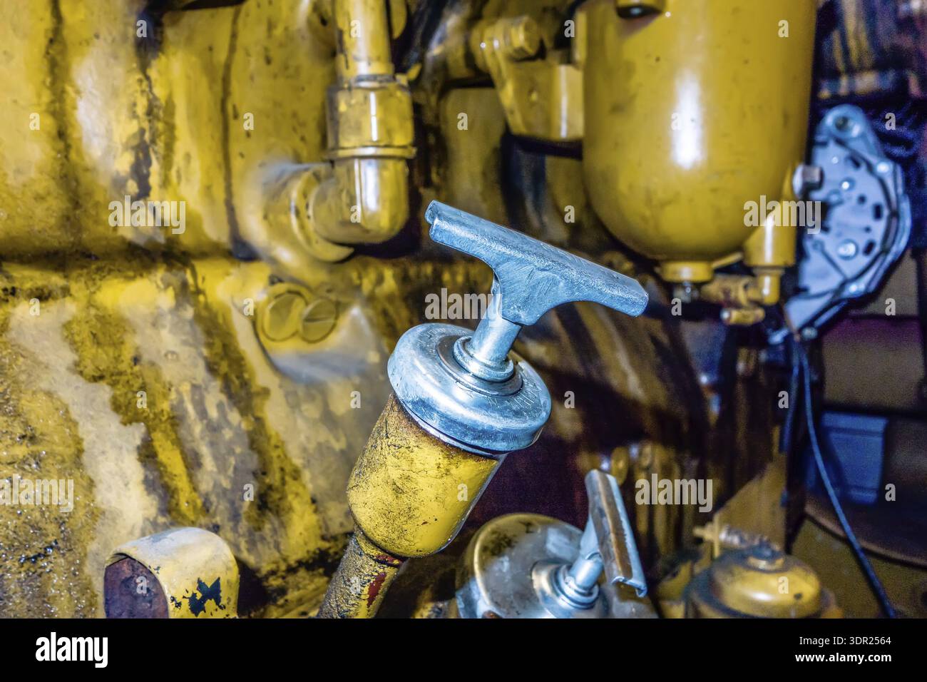 Diesel generator unit has a unit mounted radiator and fuel filter system Stock Photo
