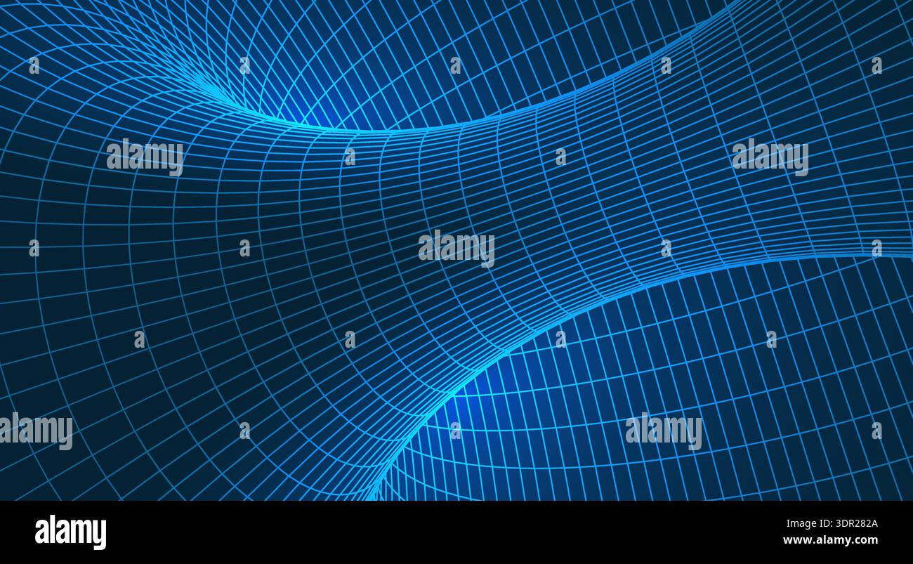 Abstract topography tunnel with 3D wireframe mesh Stock Vector