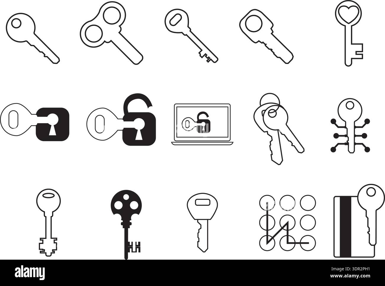 Essential outline icons: monochrome vector pack Stock Vector