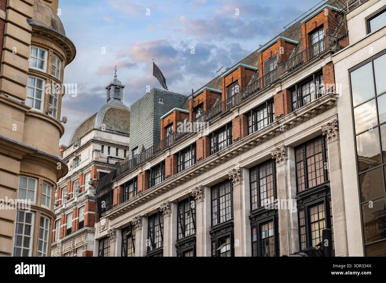 Classic British architecture lines a traditional London street, with ...