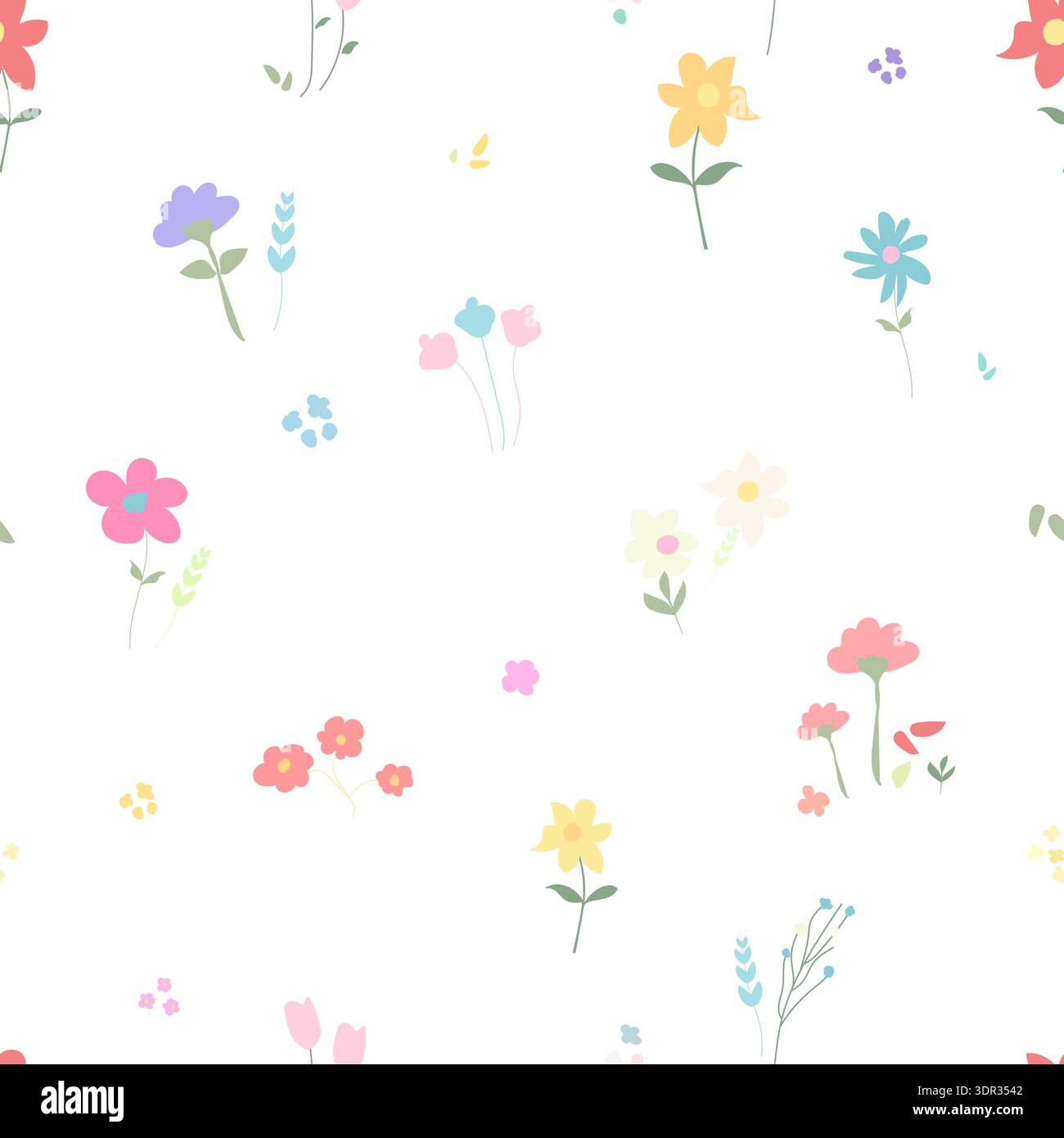 Cute flowers seamless fabric design pattern Stock Vector