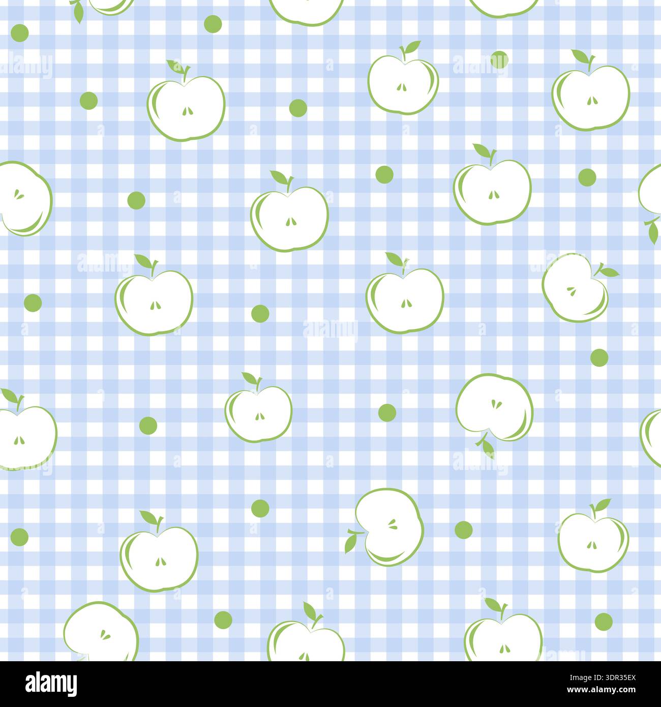 Green appless blue plaid pattern seamless fabric design pattern Stock Vector
