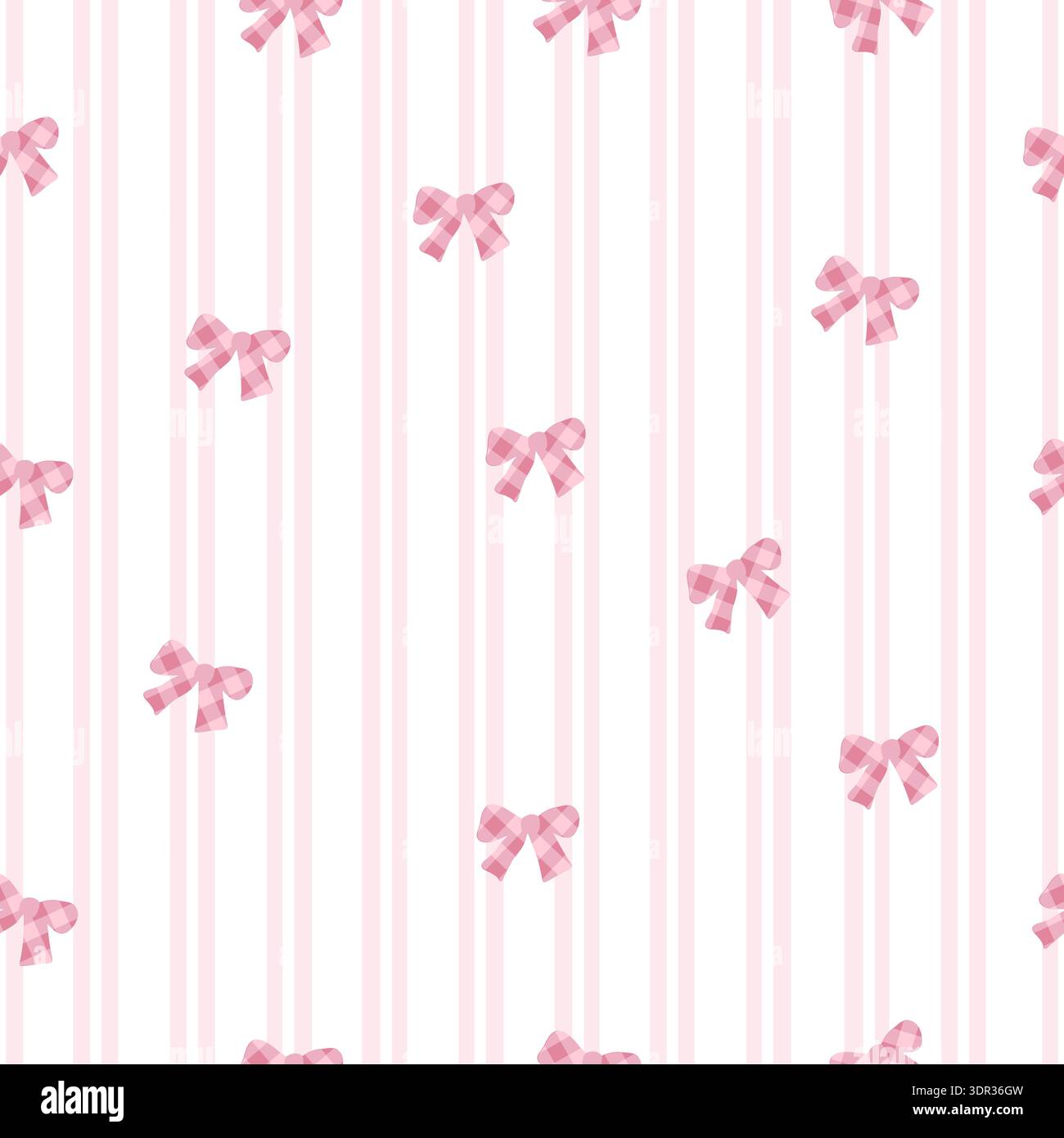 Pink and white stripe pattern plaid bows pattern II Stock Vector
