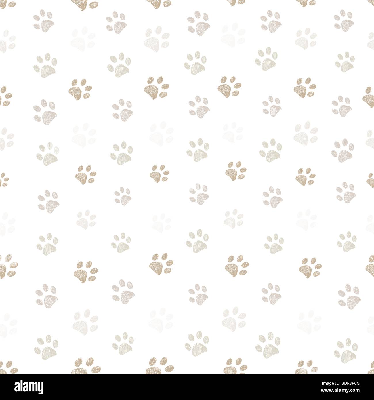 Nature colored paw prints background. Seamless fabric design pattern Stock Vector