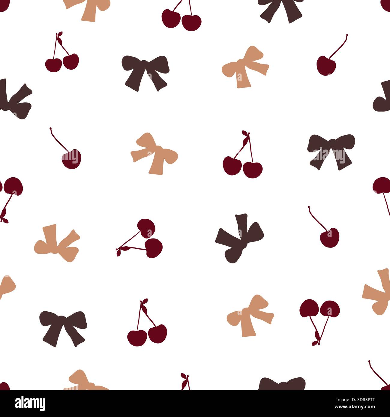 Cute cherry and ribbons seamless fabric design pattern Stock Vector