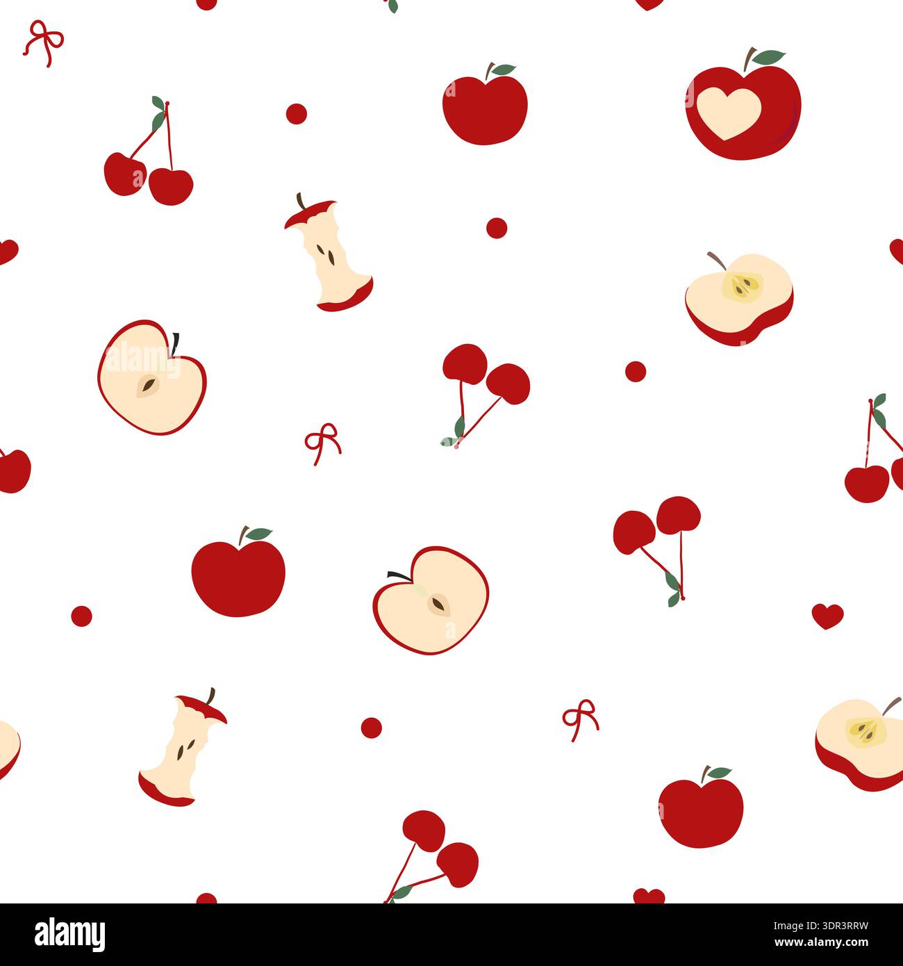 Apples and cherries seamless fabric design pattern Stock Vector