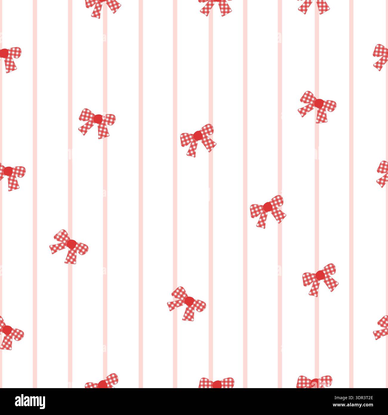 Red and white stripe pattern plaid bows pattern Stock Vector