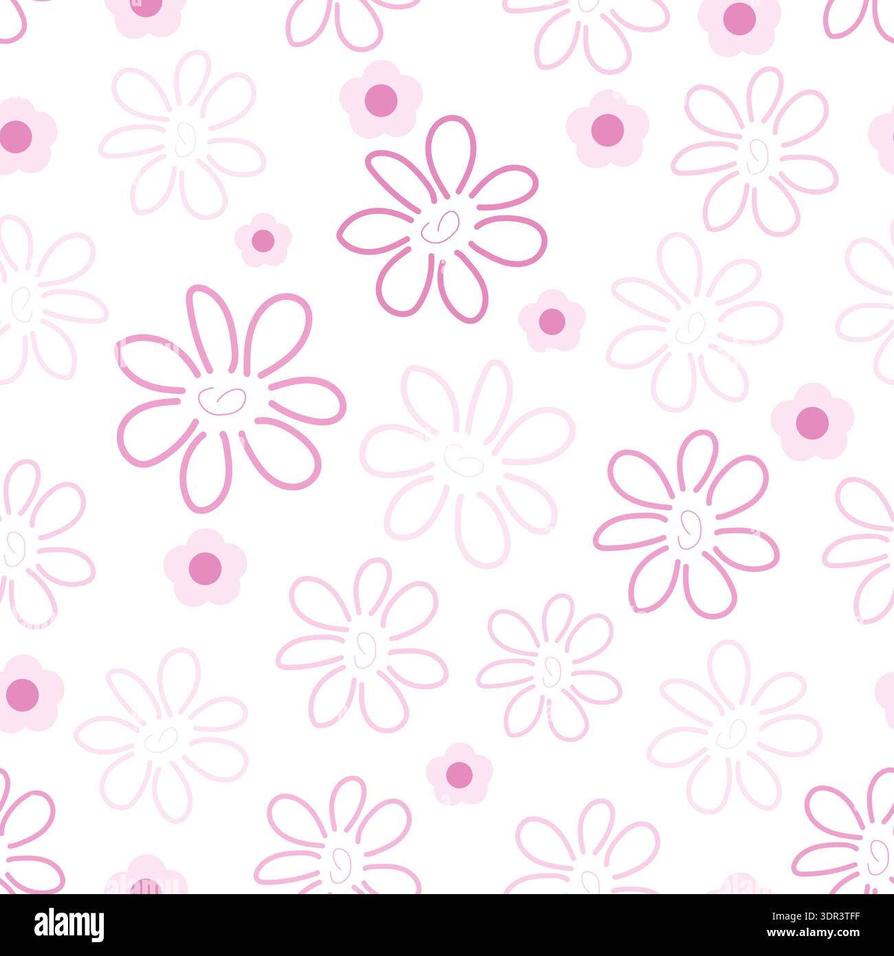 Aesthetic Pink Color floral seamless pattern Stock Vector
