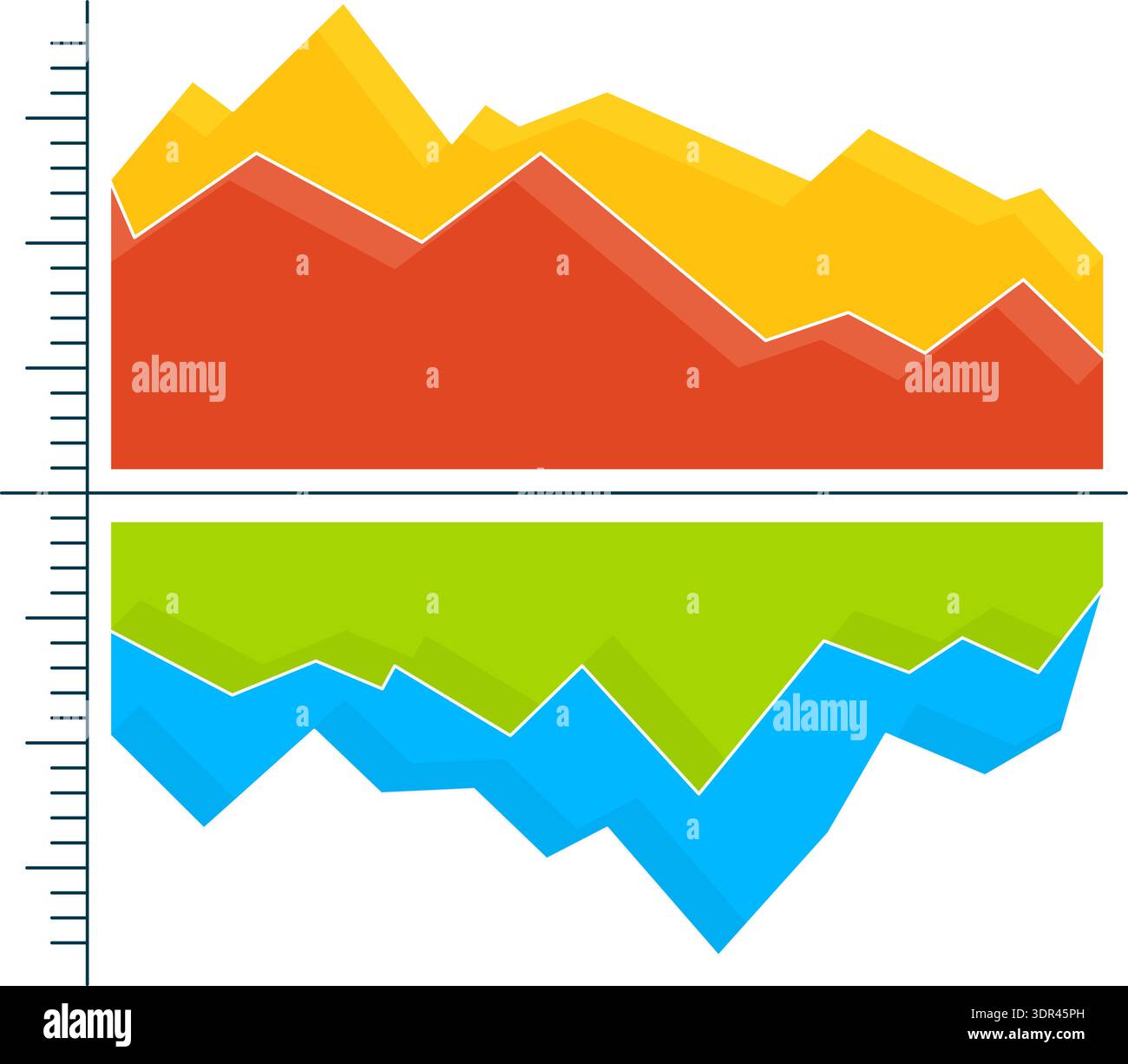 Area chart. Color stacked data diagram template Stock Vector