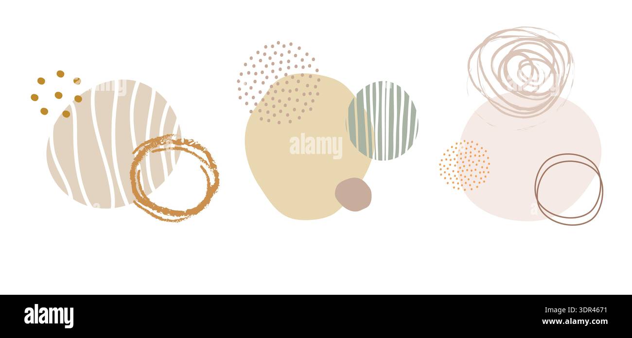 Abstract Graphic Design Rounded Abstract set with round shape. Trendy isolated posters, banner and wall ...