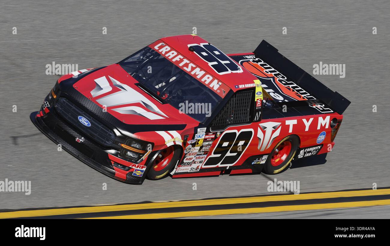 #99: Ben Rhodes, during qualifying for a NASCAR truck series auto race ...