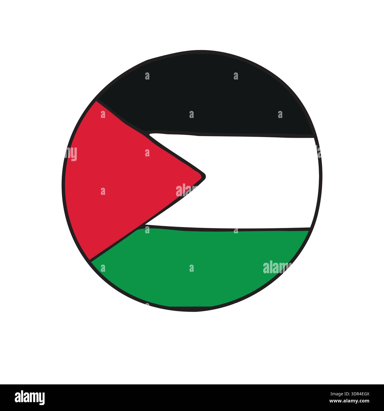 Vector hand drawn sketch round Palestine flag Stock Vector
