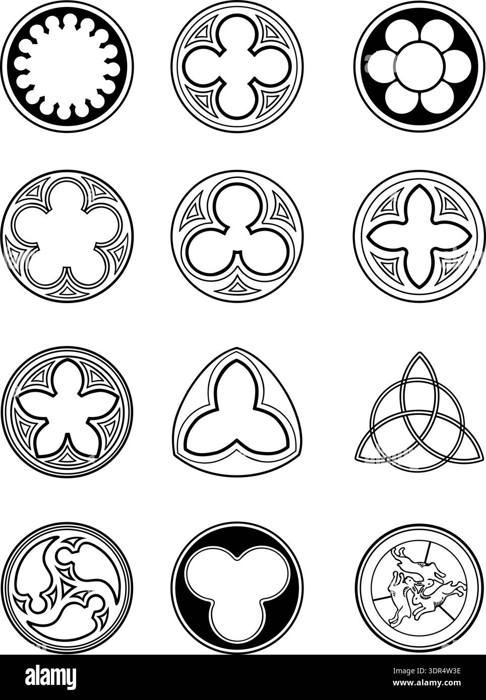 Gothic Symbols And Medieval Circular Ornaments Featuring Knots 