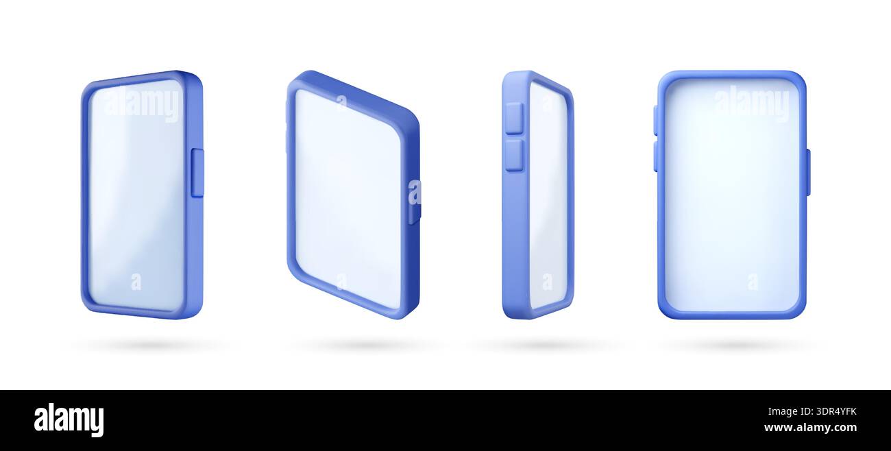 3D Blue smartphone for digital content mockup. Stock Vector