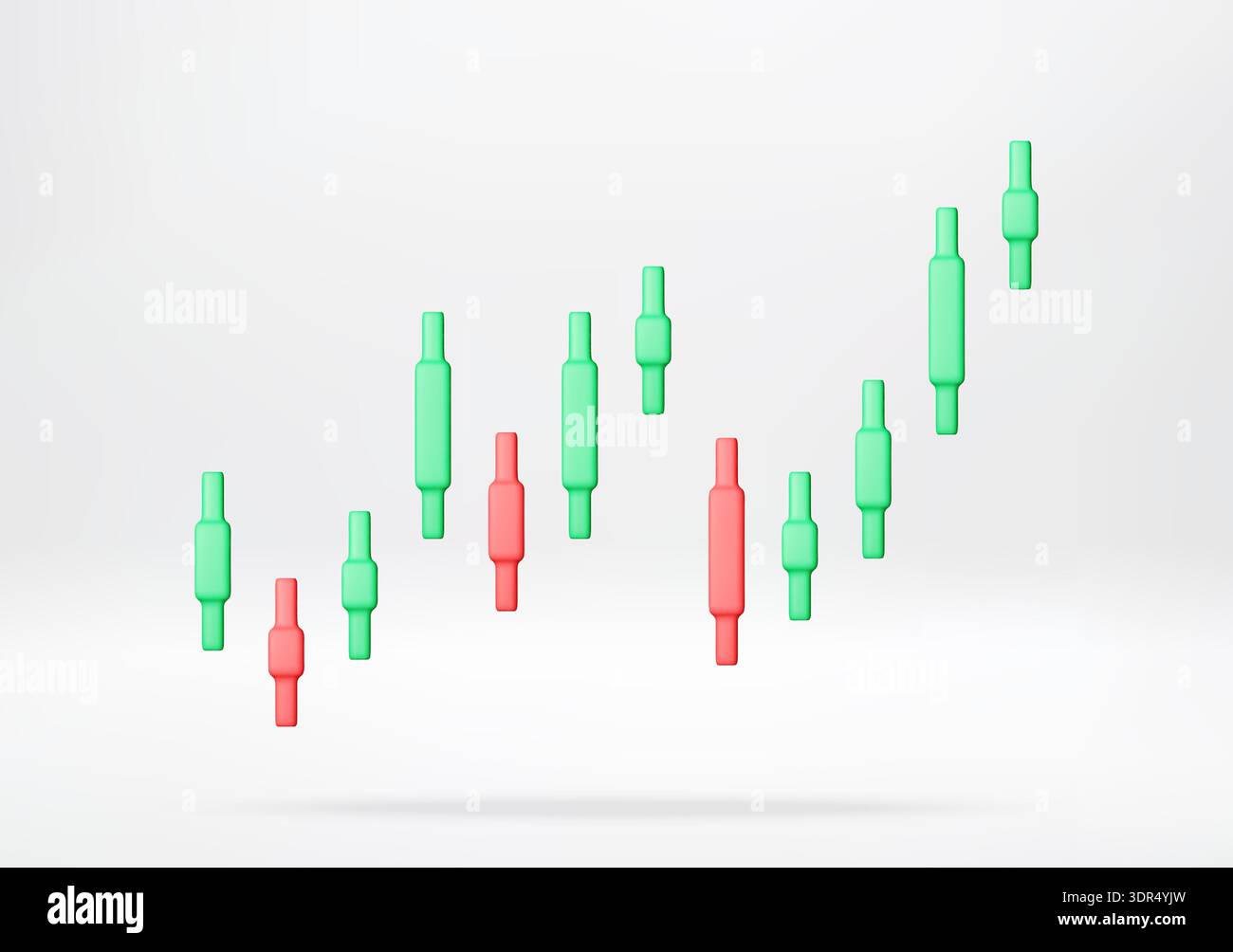 3D Green and red candlestick chart Stock Vector