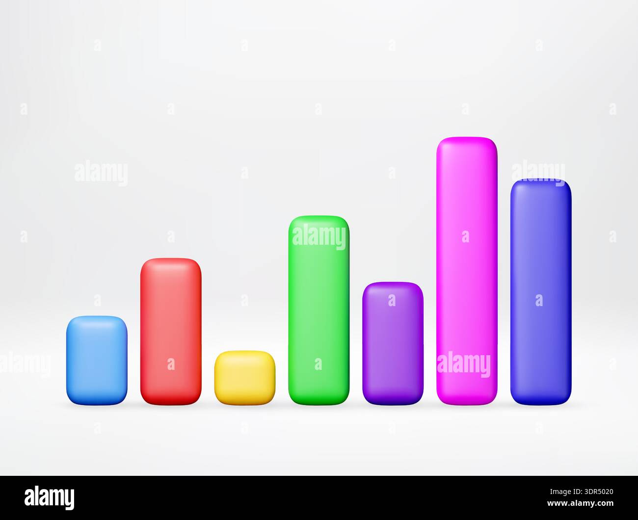 Colorful 3d bar chart showing data growth Stock Vector