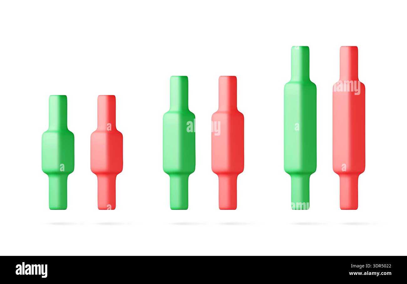 3D Green and red candlestick Stock Vector