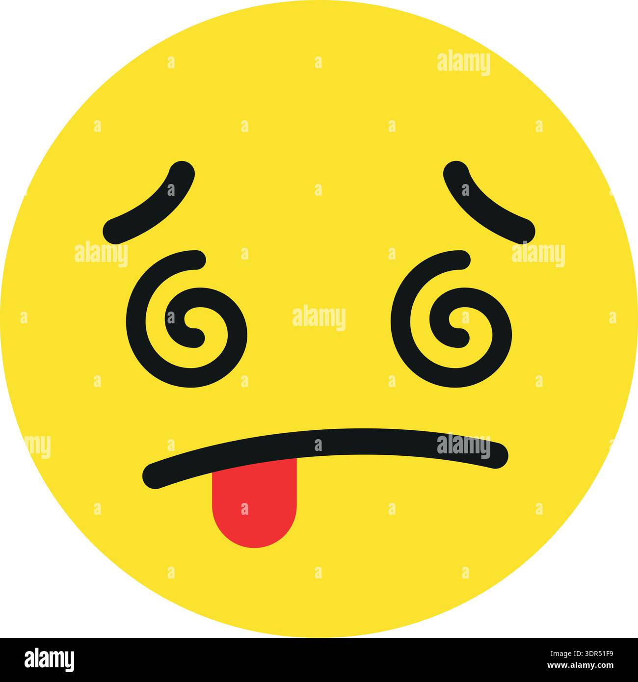 Spiral eyes face. Dizzy expression. Yellow emoji Stock Vector