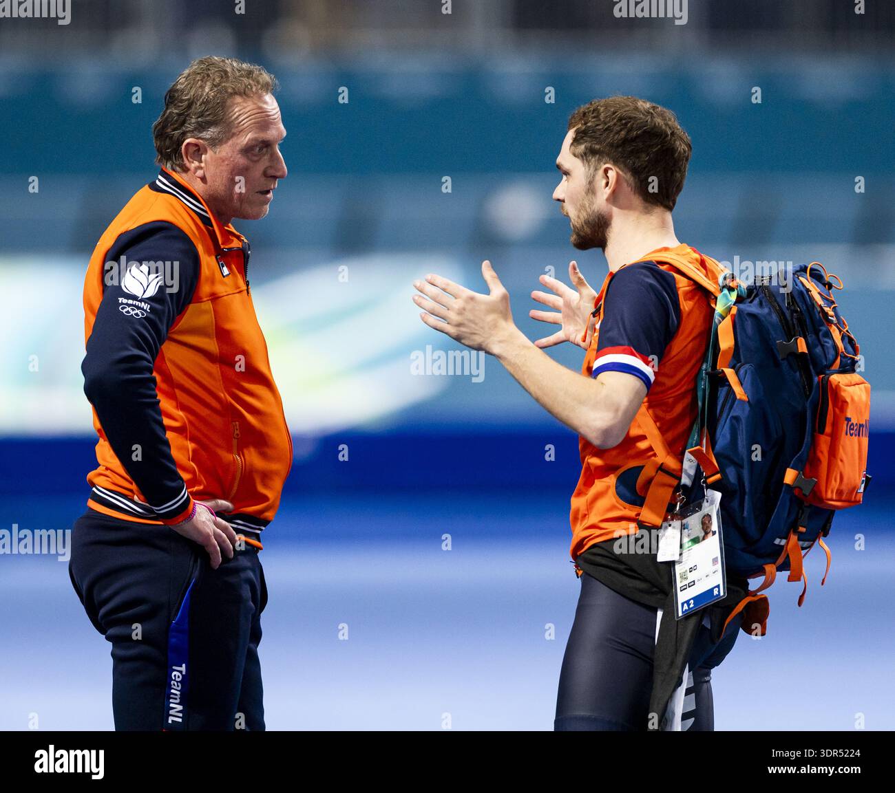 MILAN – (L-R) National coach Rintje Ritsma and Chris Huizinga after the ...