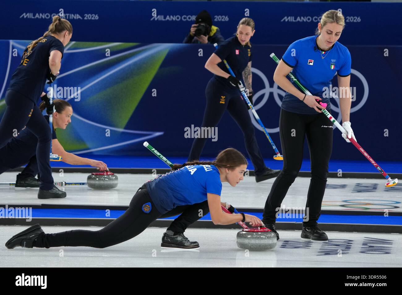 Italy's Elena Mathis and Giulia Zardini Lacedelli in action during the ...