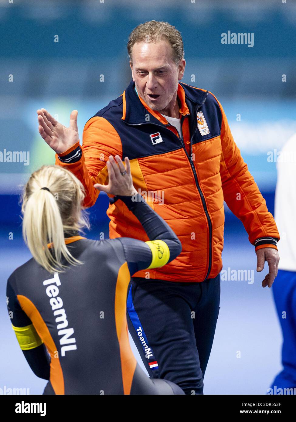 MILAN L R Marijke Groenewoud National Coach Rintje Ritsma After MILAN L R Marijke Groenewoud National Coach Rintje Ritsma After