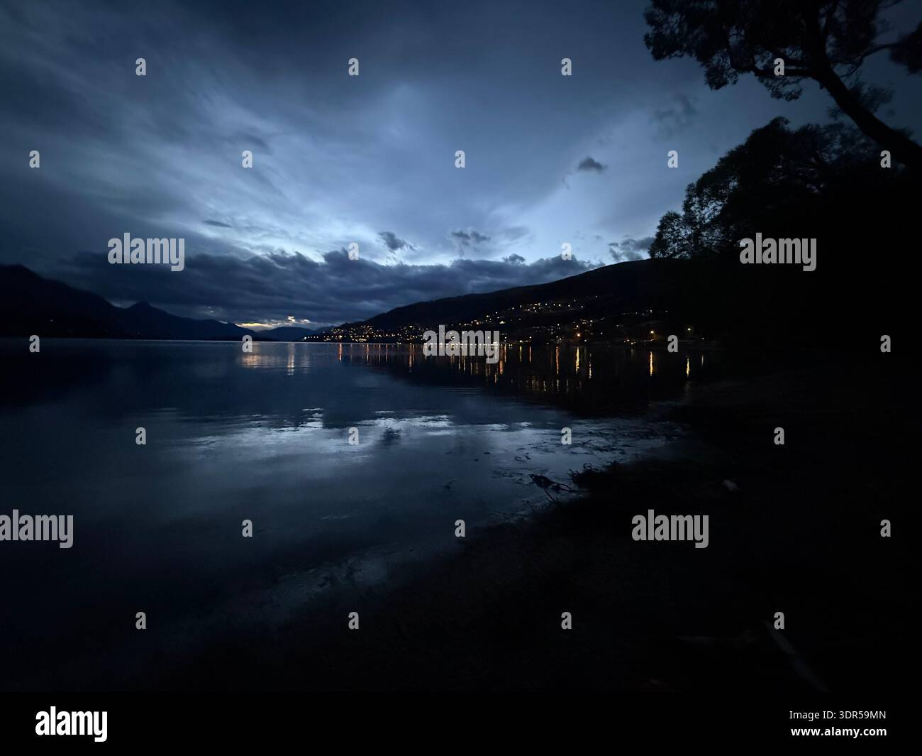 Afternoon scene of the lake with the moon coming out - Smartphone Captured Stock Image