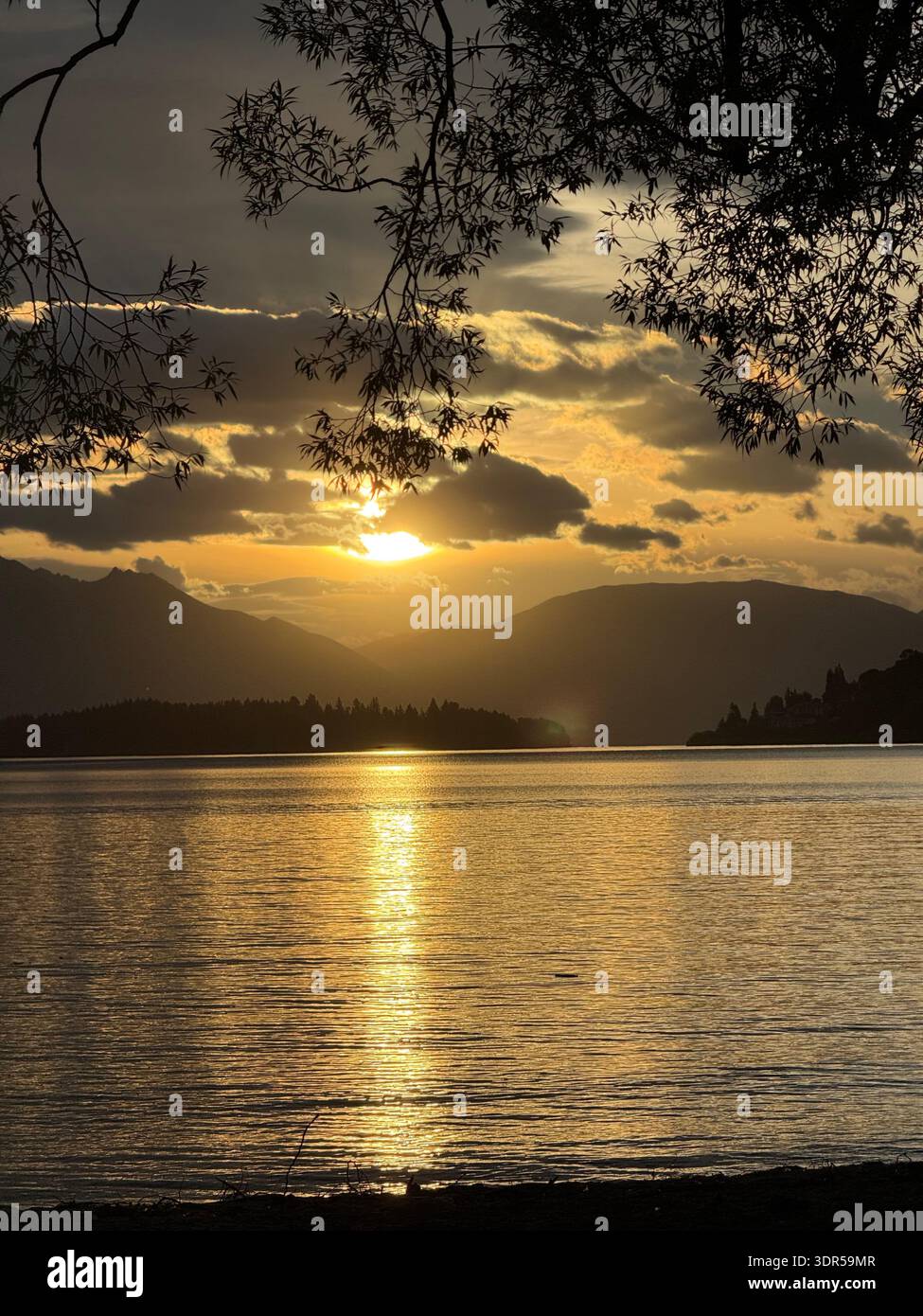 Beautiful sunset over the lake Stock Photo