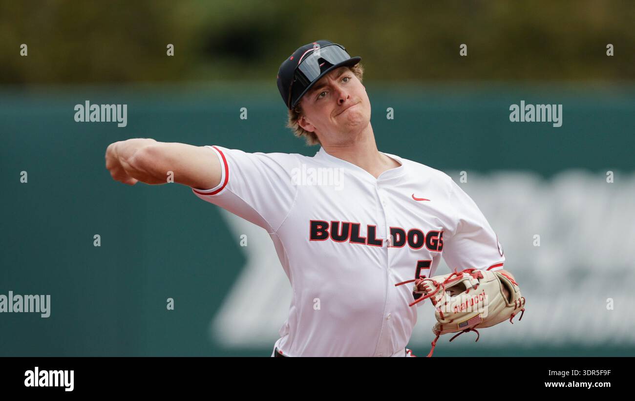 Georgia's Alexander Sifford (50) throws to first base during an NCAA ...