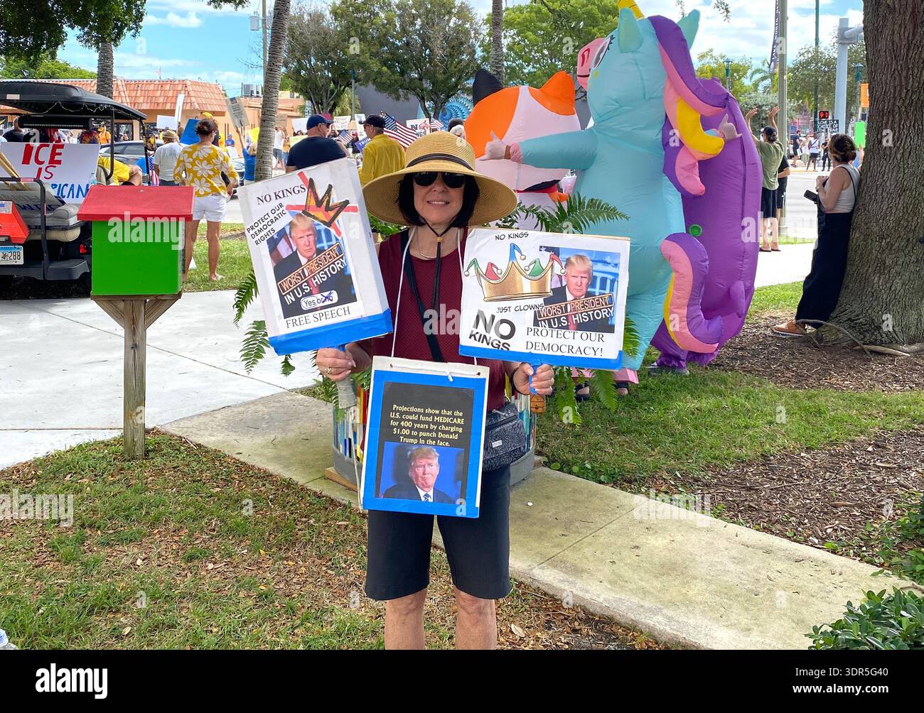 NO Kings demonstration October 18, 2025, Lake Worth Beach, Fl. - Smartphone Captured Stock Image