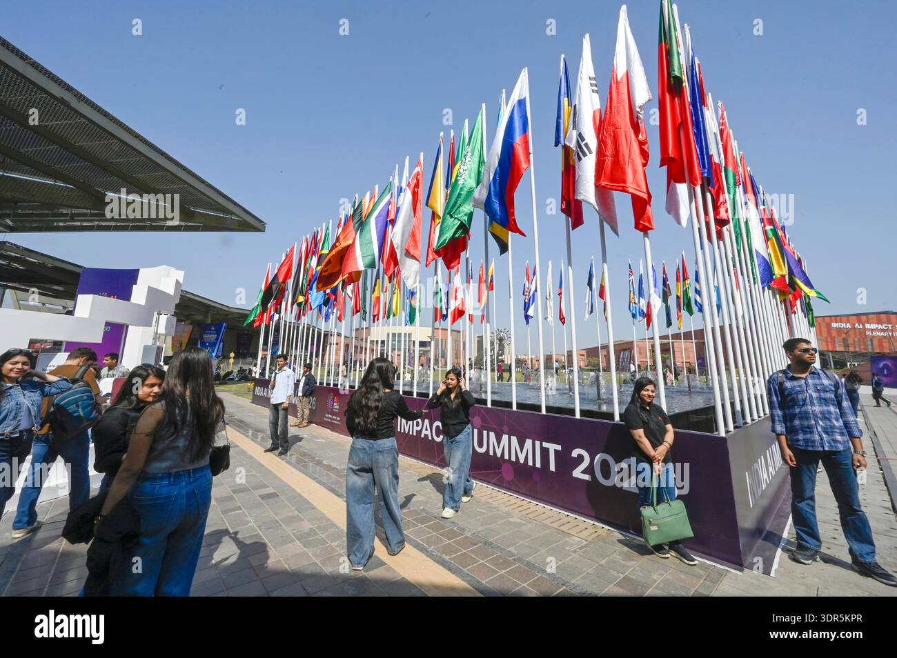 NEW DELHI, INDIA - FEBRUARY 17: Visitors at the India-AI Impact Summit ...