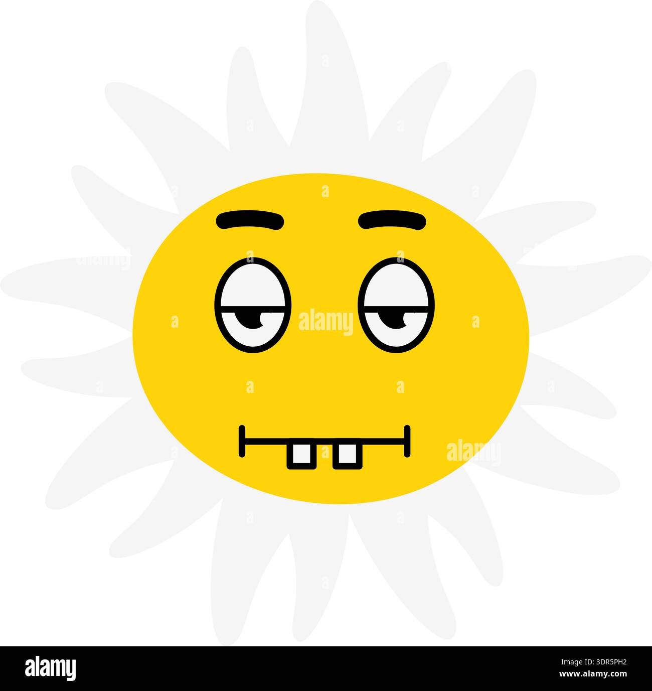 Funny flower emoji. Comic face expression icon Stock Vector