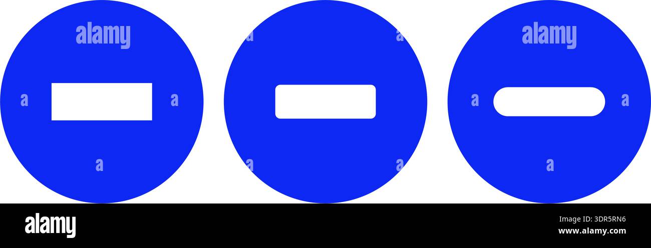Blue circular remove vector icons with minus signs with multiple style ...