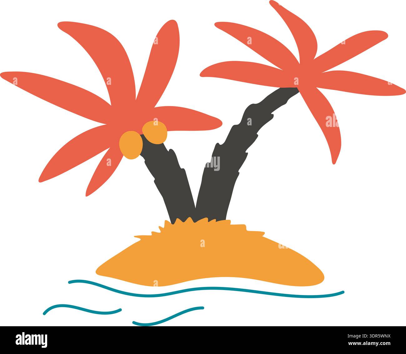 Tropical island icon. Palm trees on ocean land Stock Vector Image & Art ...