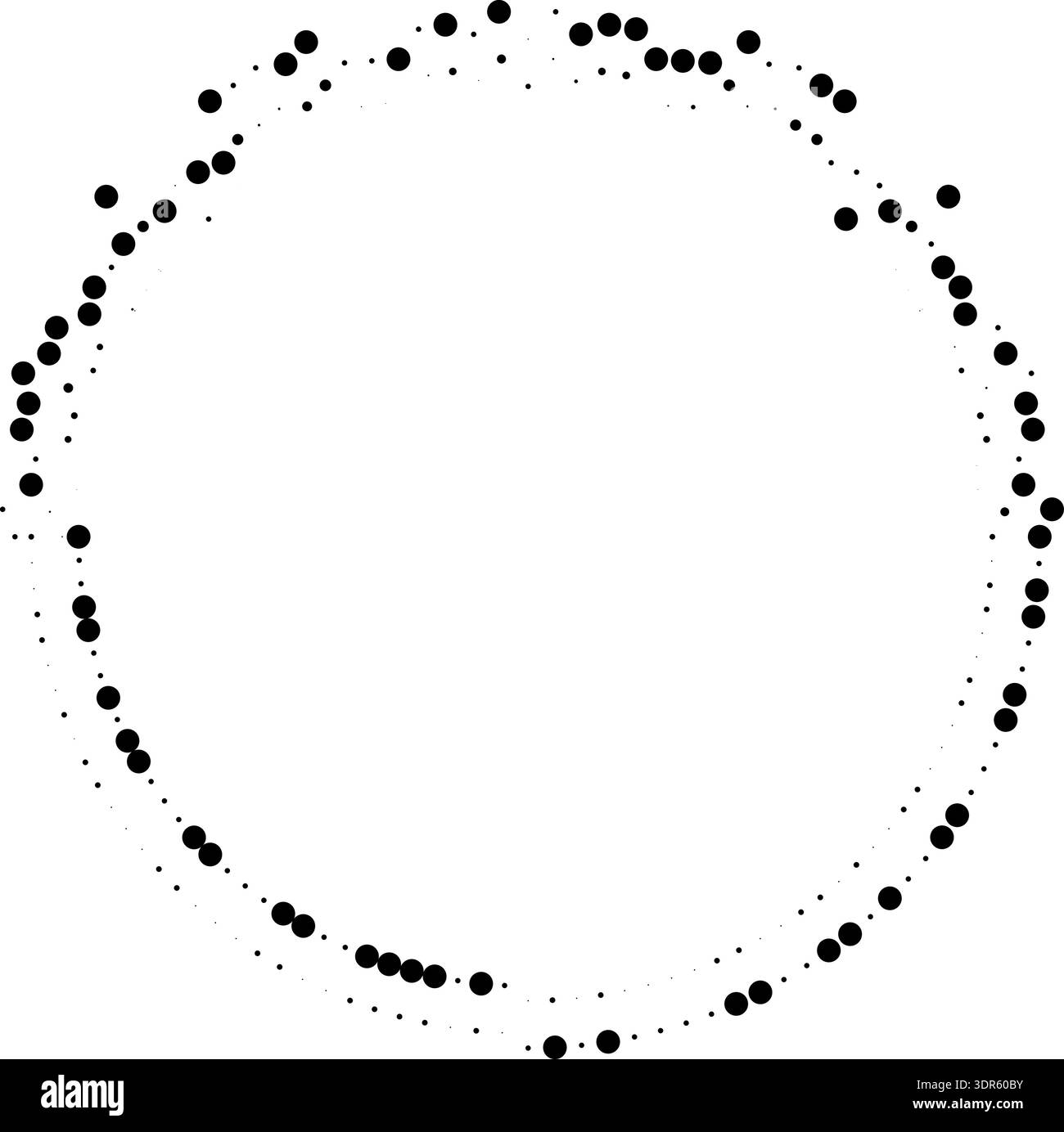 Circular dotted rays in short irregular form covering only half of the circle. Stock Vector