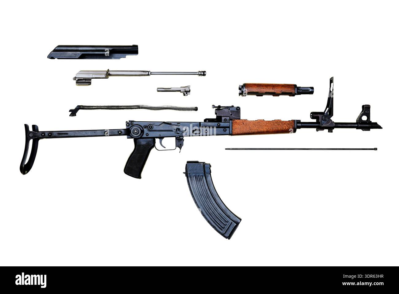 Kalashnikov AK-47 assault rifle stripped for cleaning Stock Photo