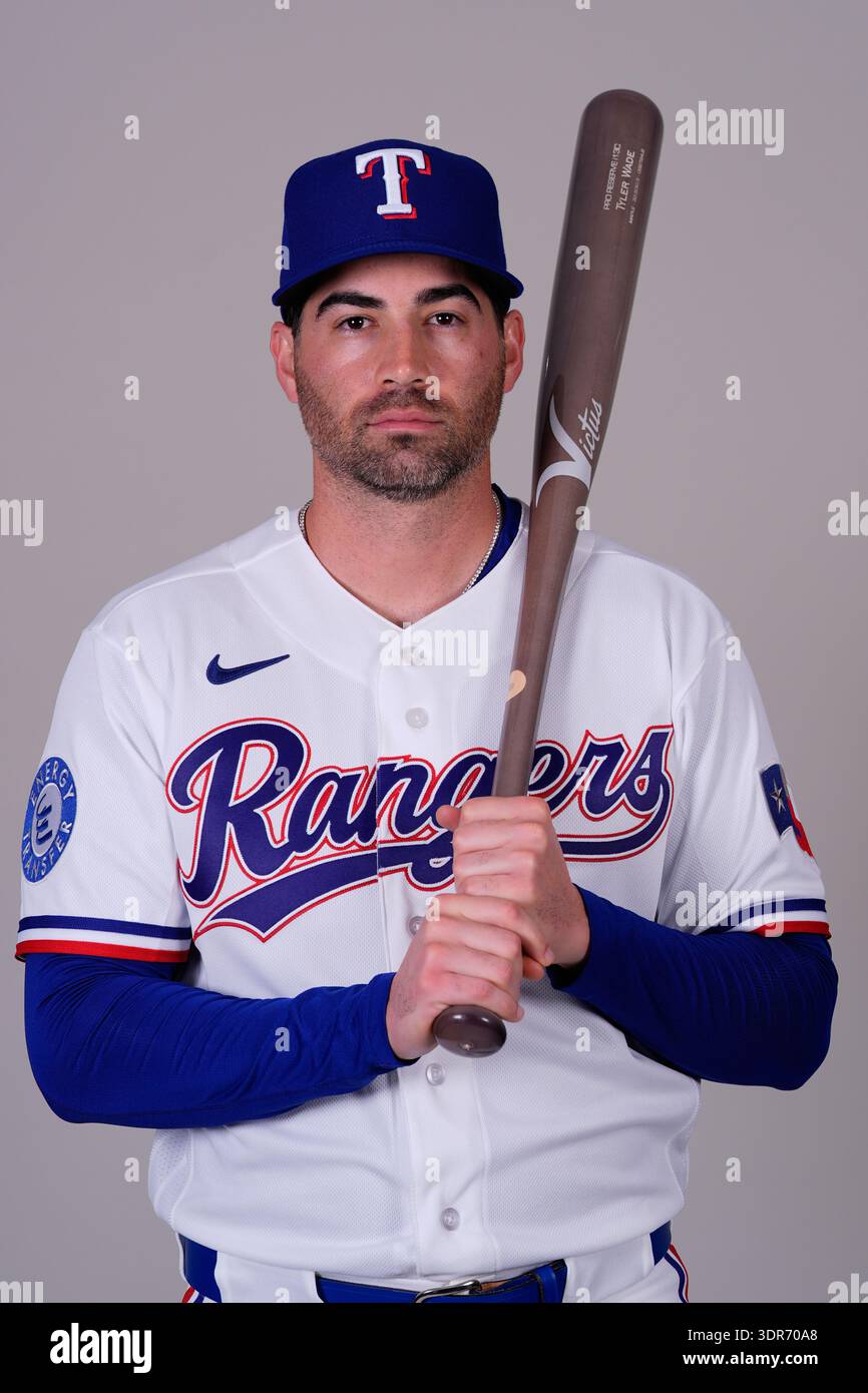 This is a 2026 photo of Tyler Wade of the Texas Rangers baseball team ...