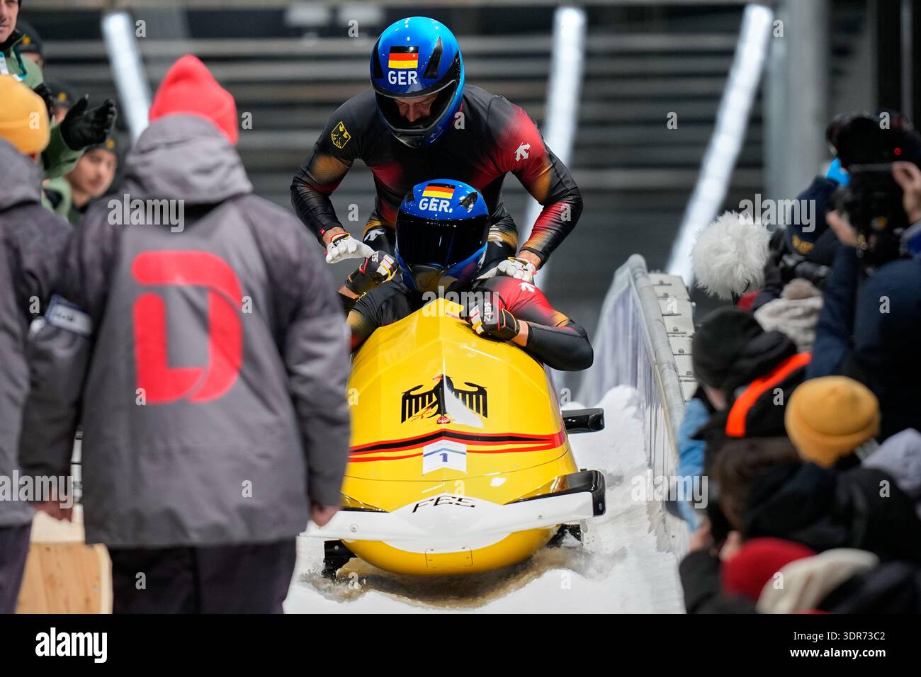 Germany's gold medalists Johannes Lochner, front, and Georg ...