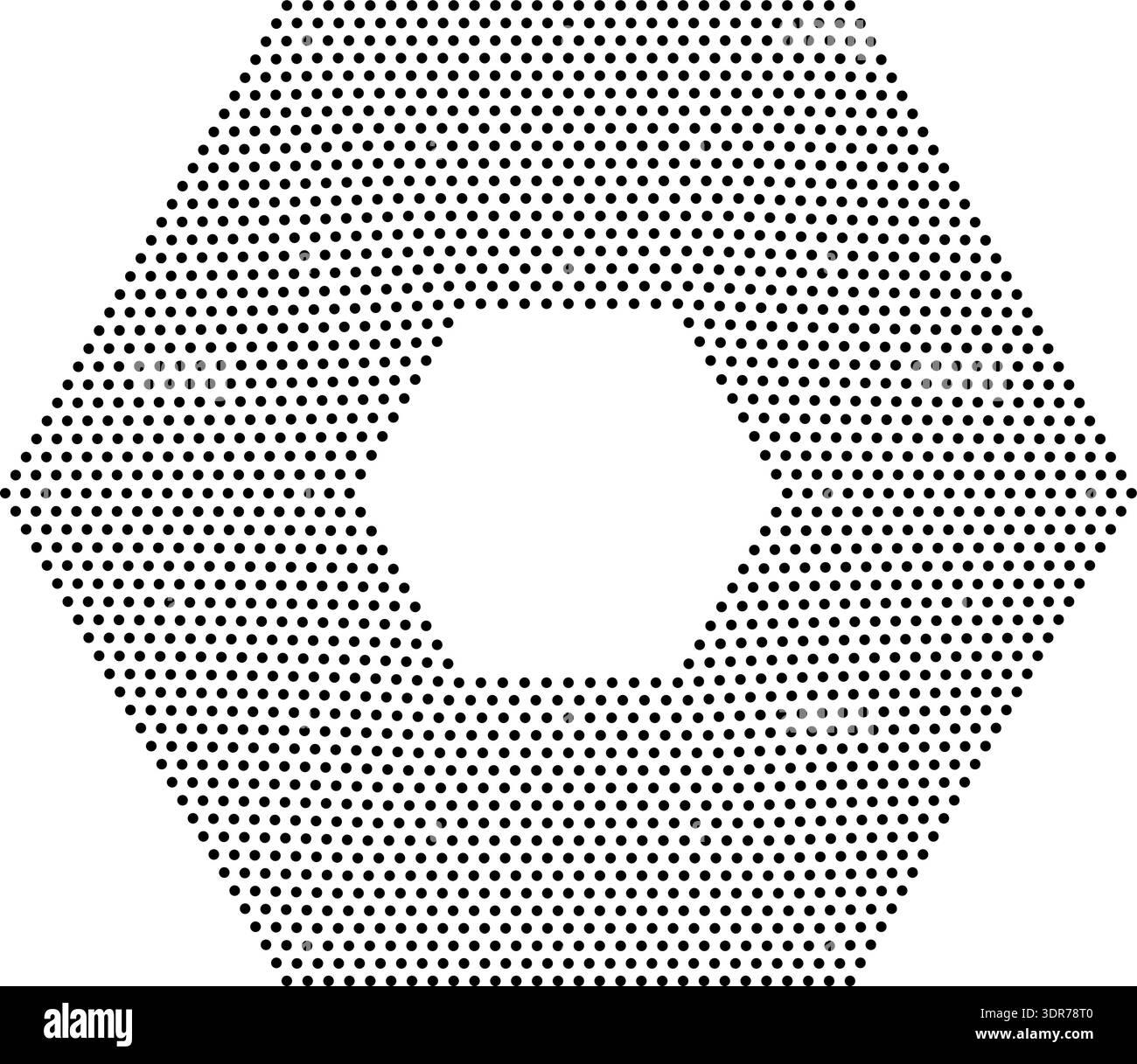 Hexagonal shape with 18 concentric dotted lines all thick and uniform without gradient Stock Vector