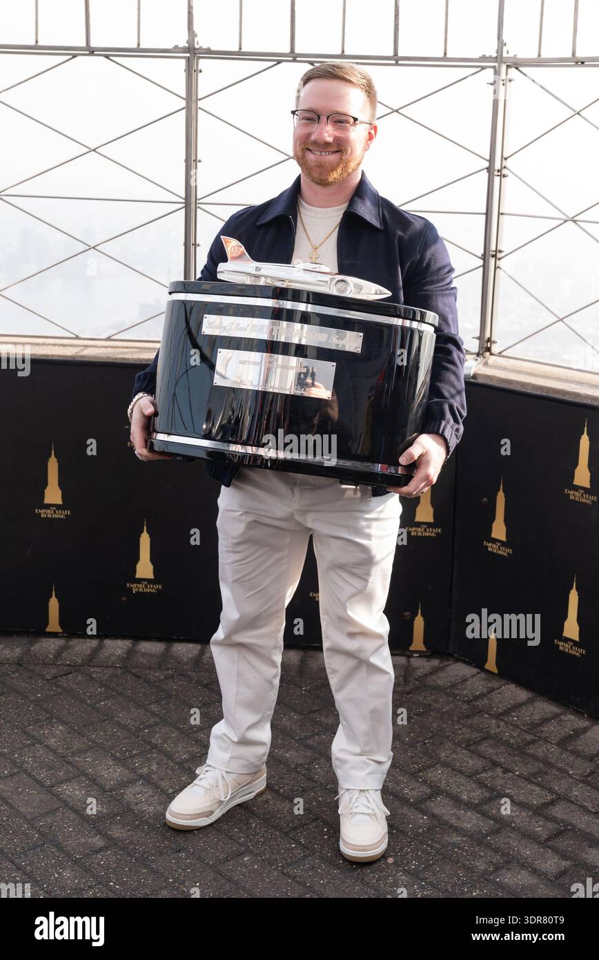 Tyler Winner Tyler Reddick, winner of Daytona 500 visits Empire State Building in ...