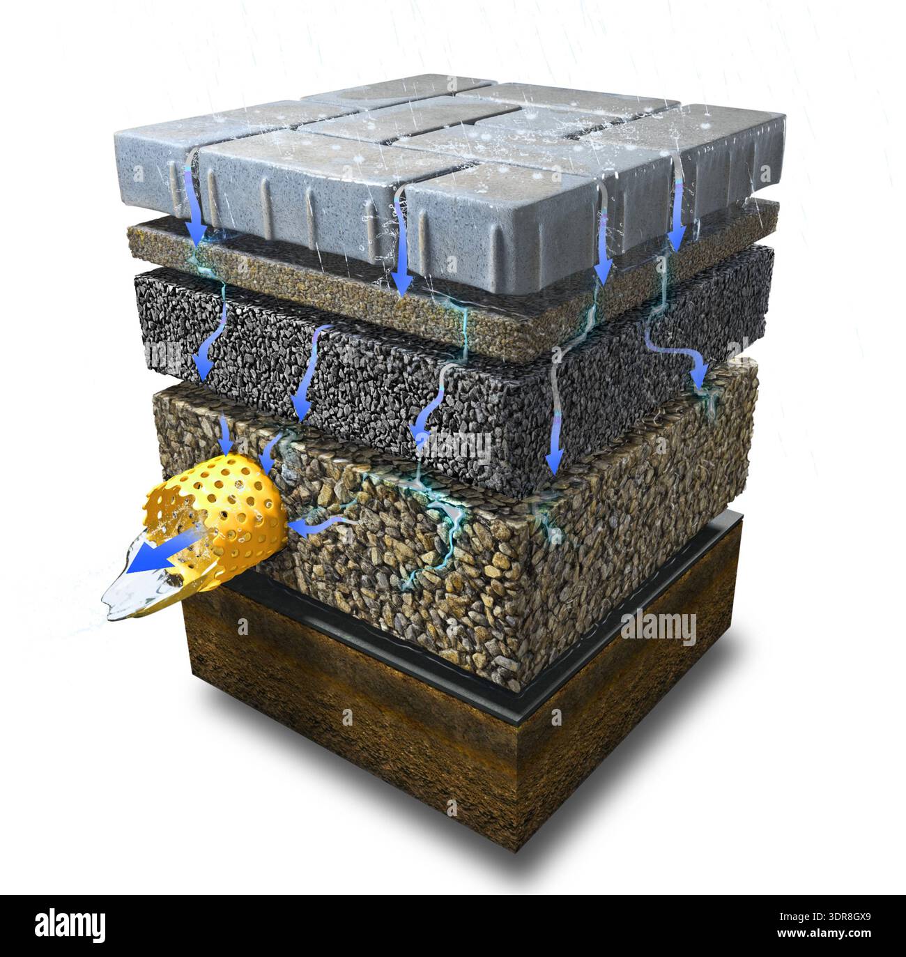 Illustration of a type of permeable paving system, designed for ...