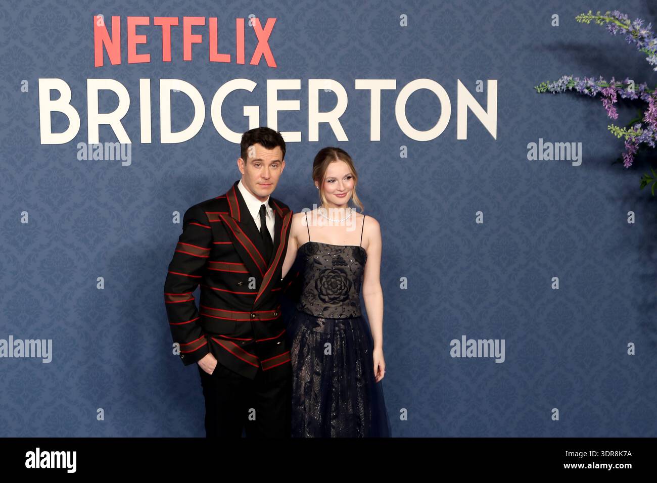 February 17, 2026, Madrid, Madrid, Spain: British actors LUKE THOMPSON (L) and CLAUDIA JESSIE (R) pose together during the official photocall for the exclusive ''Bridgerton'' Masquerade Ball at the Casino de Madrid February 17, 2026, Madrid, Madrid, Spain: British actors LUKE THOMPSON (L) and CLAUDIA JESSIE (R) pose together during the official photocall for the exclusive ''Bridgerton'' Masquerade Ball at the Casino de Madrid